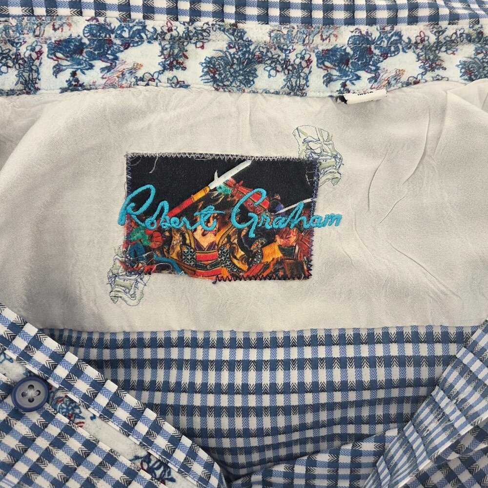 Robert Graham Shirt Blue Embroidered Flip Knowledge Wisdom  Truth Men XL